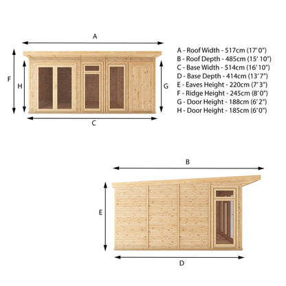 Mercia 5m x 4m(D) Insulated Garden Room with Side Shed