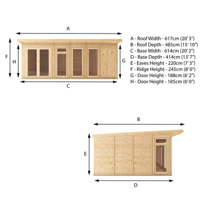 Mercia 6m x 4m(D) Insulated Garden Room with Side Shed