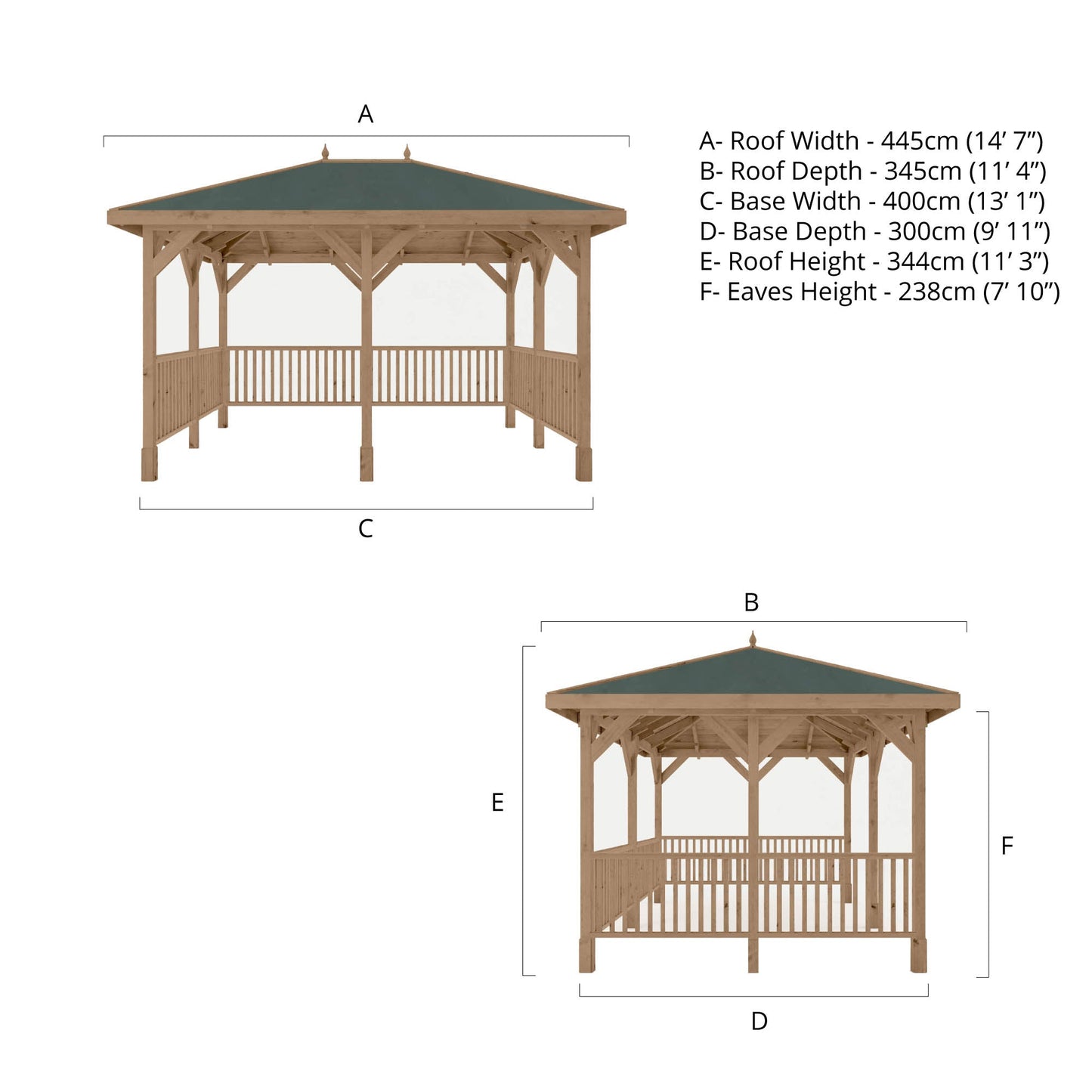 Mercia Sutton 4m x 3m Gazebo With Framed Rails