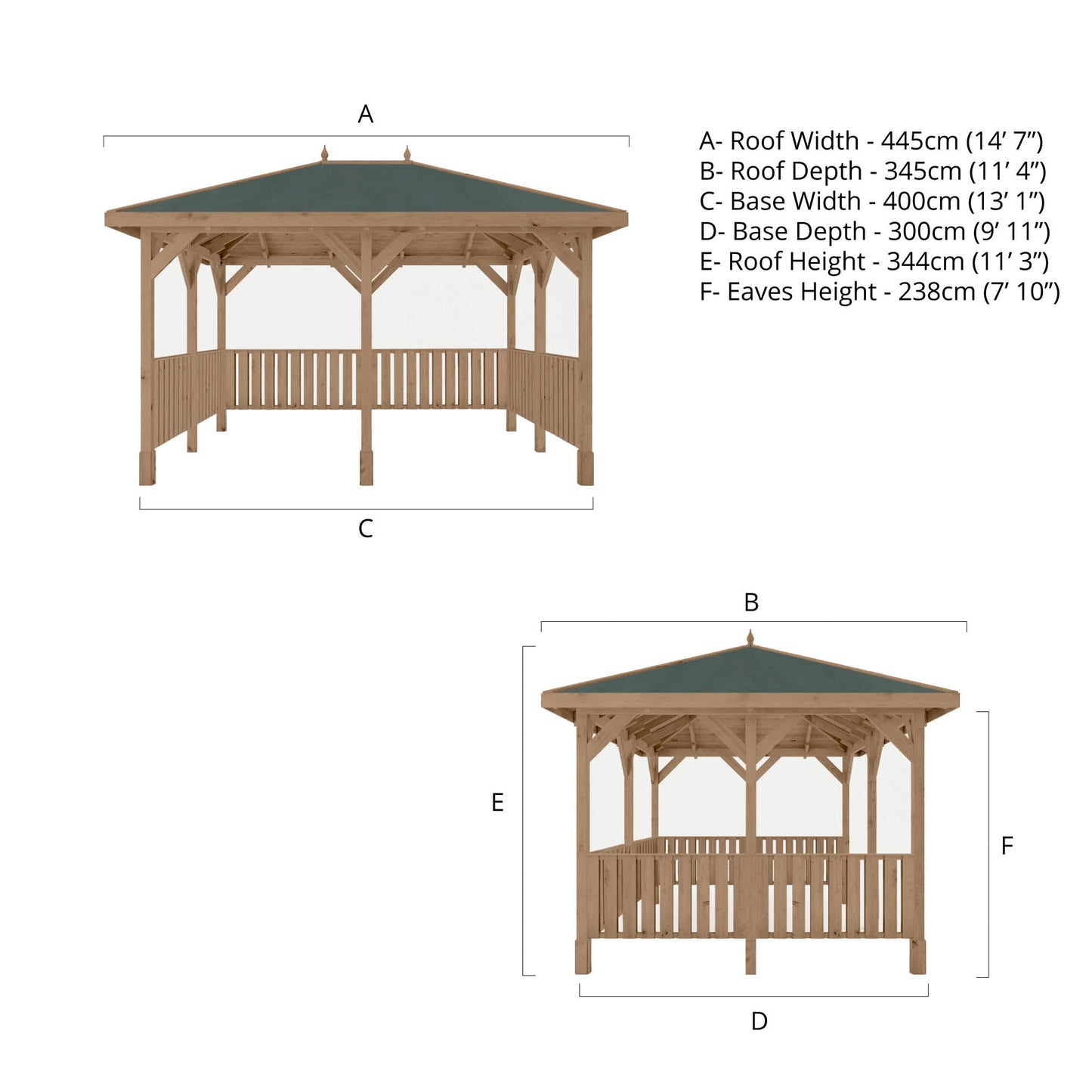 Mercia Thorpe 3m x 4m Gazebo With Vertical Rails