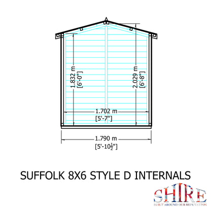 Shire Suffolk 8x6 Single Door Loglap Style D