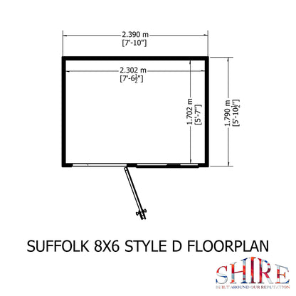 Shire Suffolk 8x6 Single Door Loglap Style D