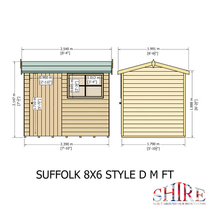 Shire Suffolk 8x6 Single Door Loglap Style D
