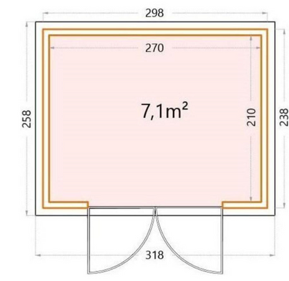 Telluria Eleganto Heavy Duty Steel Shed - 3m x 2.4m (10x8ft)