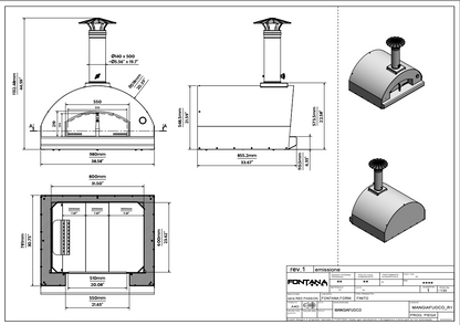 Fontana Mangiafuoco Anthracite Build In Gas Pizza Oven