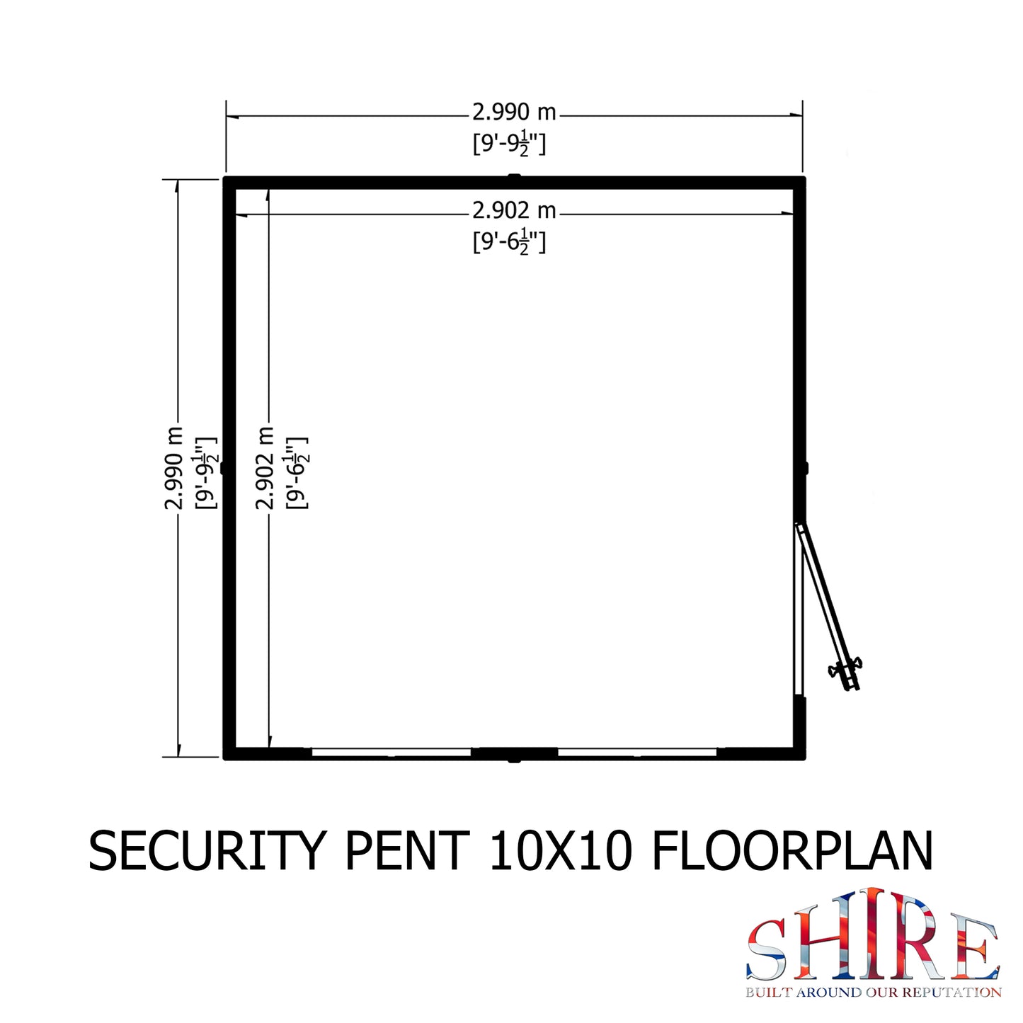 Shire Security Pent 10x10 Single Door Shiplap