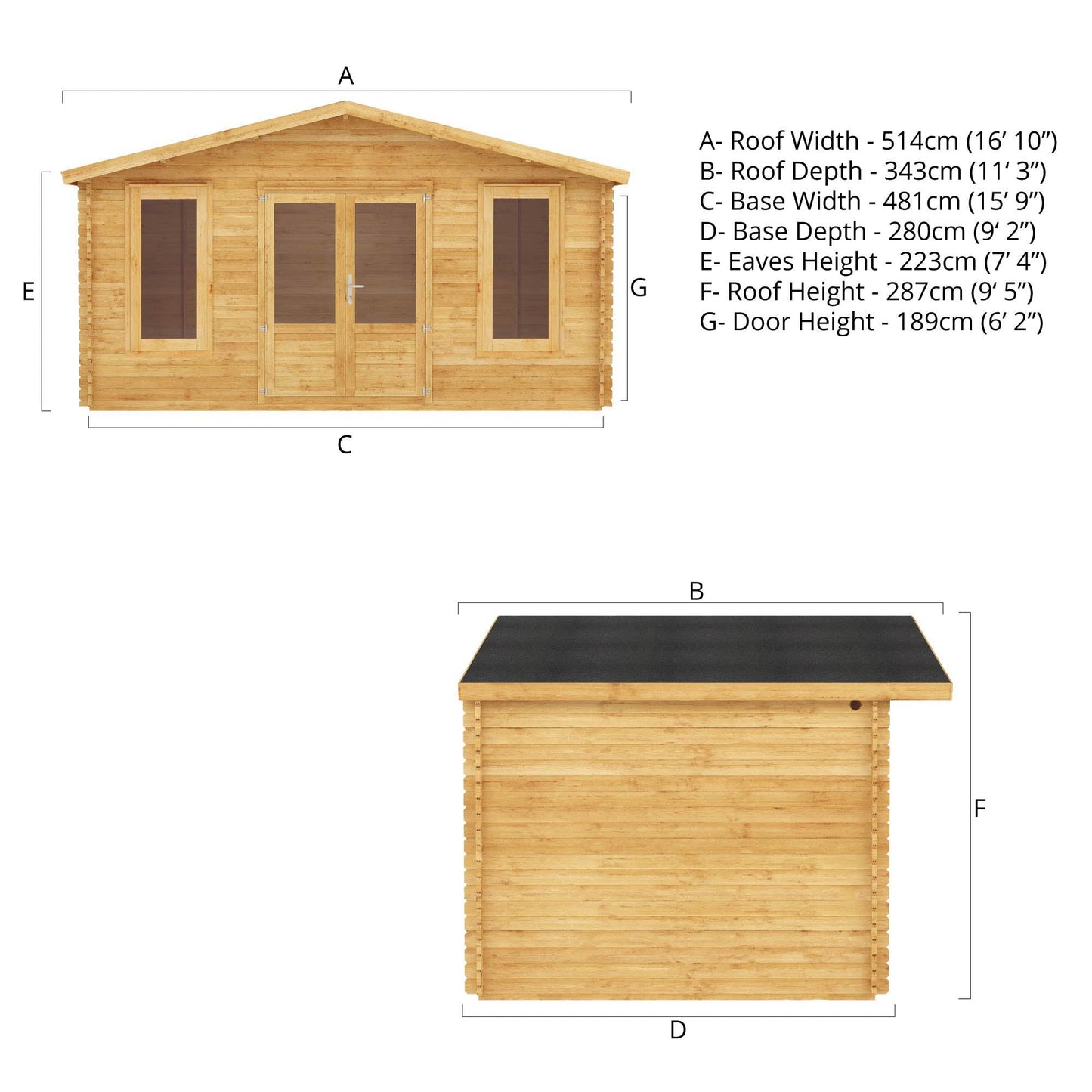 Mercia 5m x 3m Retreat Log Cabin - 28mm