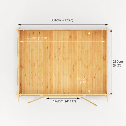 Mercia 4m x 3m Studio Pent Log Cabin - 28mm