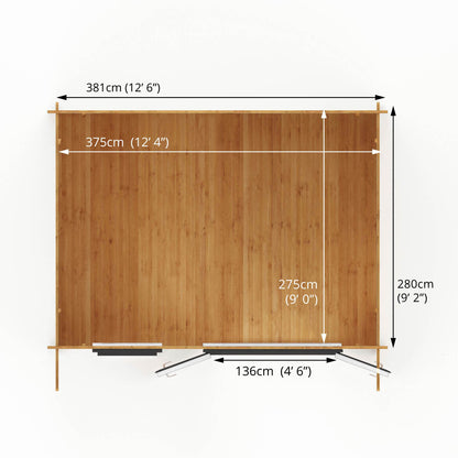 Mercia 4m x 3m Retreat Log Cabin - 44mm (UPVC Windows & Door) - Grey