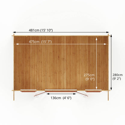 Mercia 5m x 3m Retreat Log Cabin - 44mm (UPVC Windows & Door) - Oak
