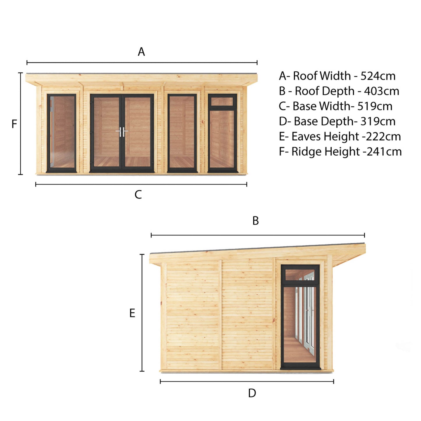 Mercia Sherwood Edwinstowe 5m x 3m Insulated Garden Room - (UPVC Windows & Doors) - Grey