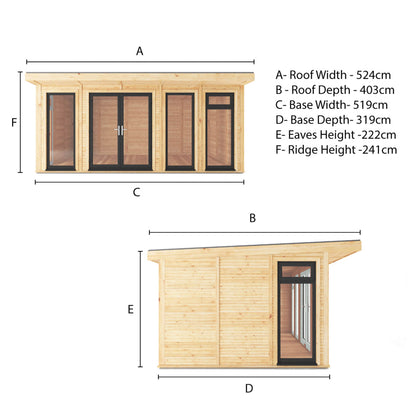 Mercia Sherwood Edwinstowe 5m x 3m Insulated Garden Room - (UPVC Windows & Doors) - Grey