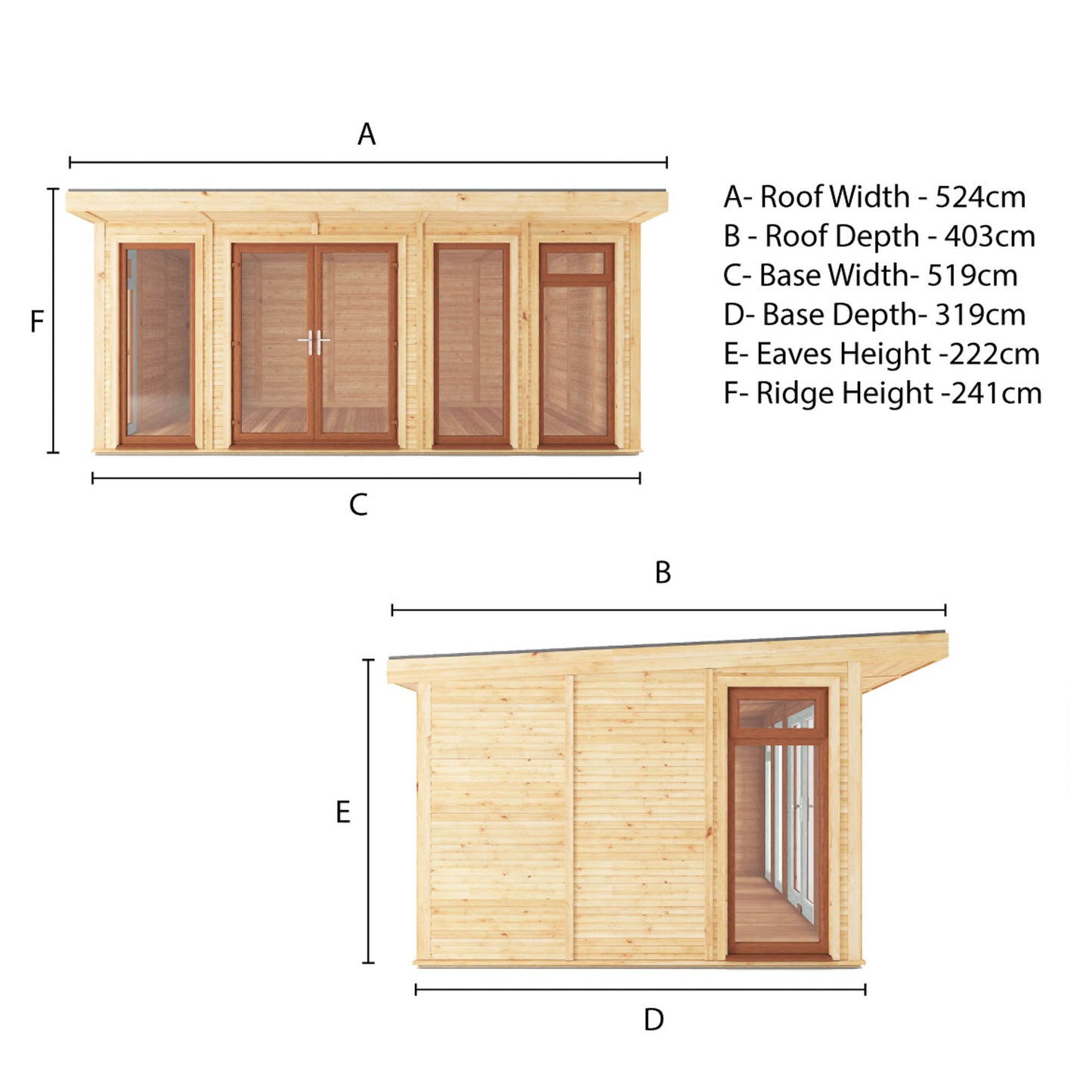 Mercia Sherwood Edwinstowe 5m x 3m Insulated Garden Room - (UPVC Windows & Doors) - Oak