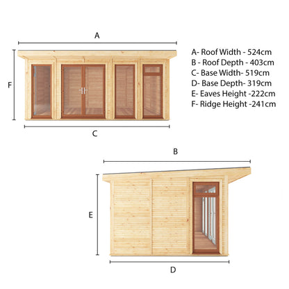 Mercia Sherwood Edwinstowe 5m x 3m Insulated Garden Room - (UPVC Windows & Doors) - Oak