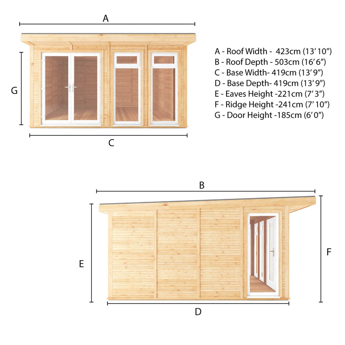 Mercia Sherwood Edwinstowe 4m x 4m Insulated Garden Room- (UPVC Windows & Doors) - White