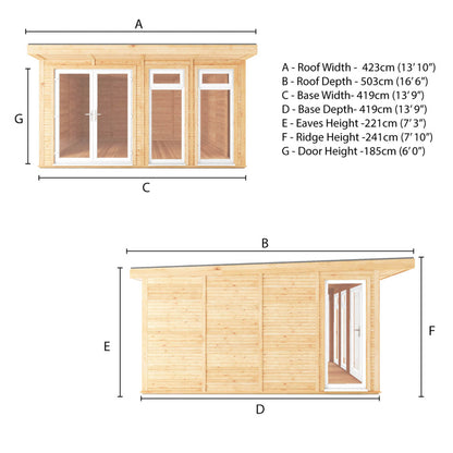 Mercia Sherwood Edwinstowe 4m x 4m Insulated Garden Room- (UPVC Windows & Doors) - White