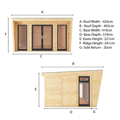 Mercia Sherwood Harlow 4m x 3m Insulated Garden Room - (UPVC Windows & Doors) - Grey