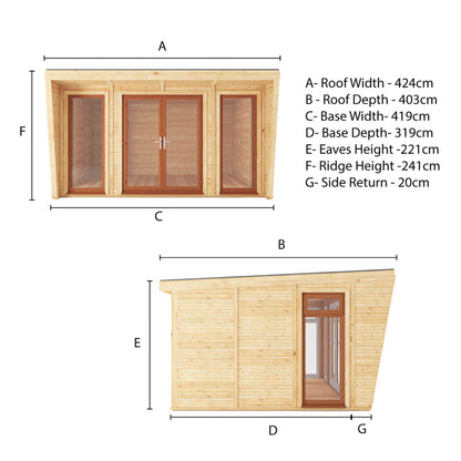 Mercia Sherwood Harlow 4m x 3m Insulated Garden Room - (UPVC Windows & Doors) - Oak