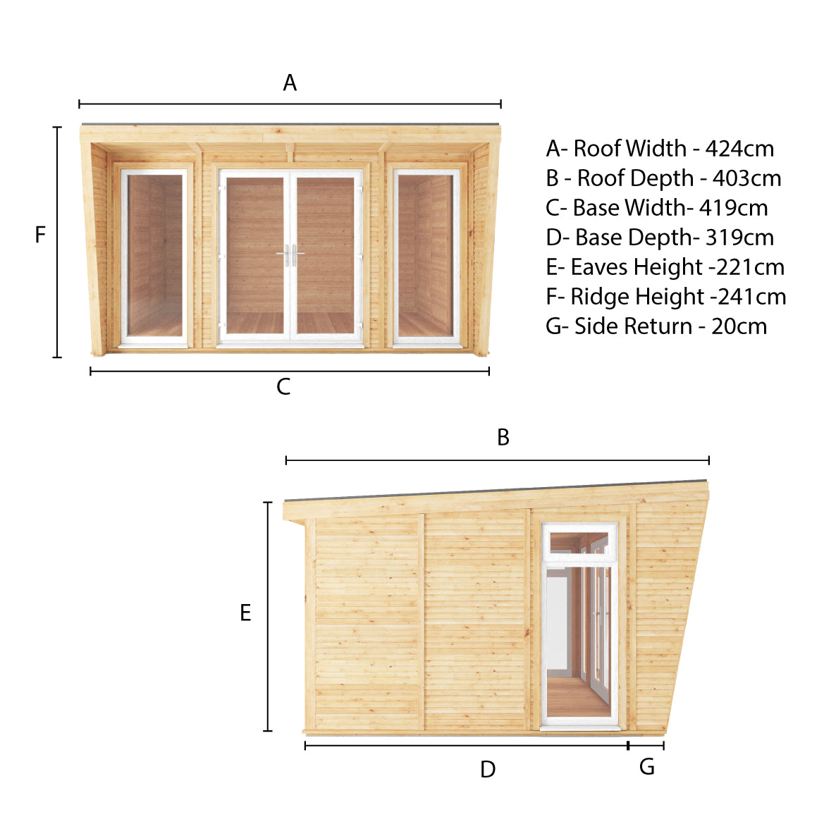 Mercia Sherwood Harlow 4m x 3m Insulated Garden Room - (UPVC Windows & Doors) - White