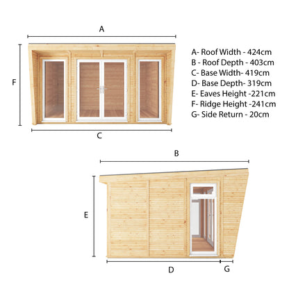 Mercia Sherwood Harlow 4m x 3m Insulated Garden Room - (UPVC Windows & Doors) - White