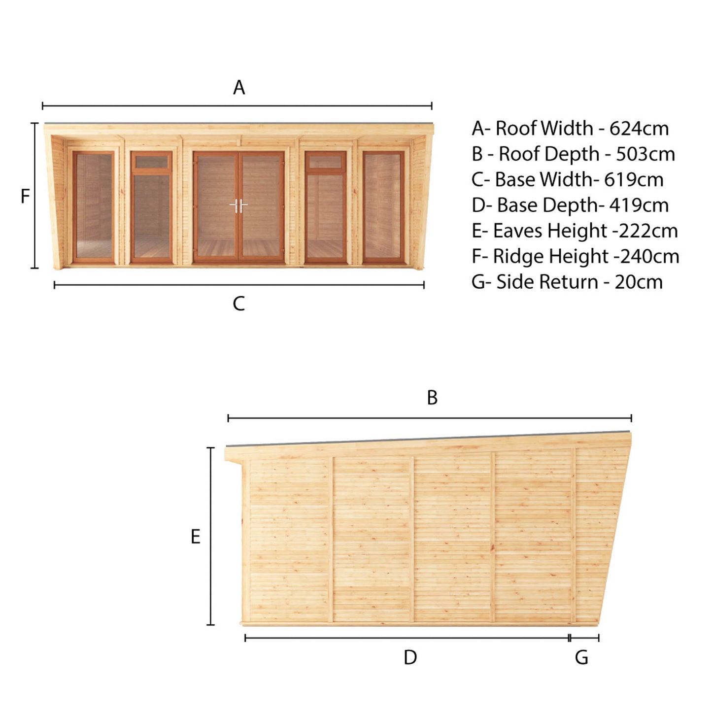 Mercia Sherwood Harlow 6m x 4m Insulated Garden Room - (UPVC Windows & Doors) - Oak