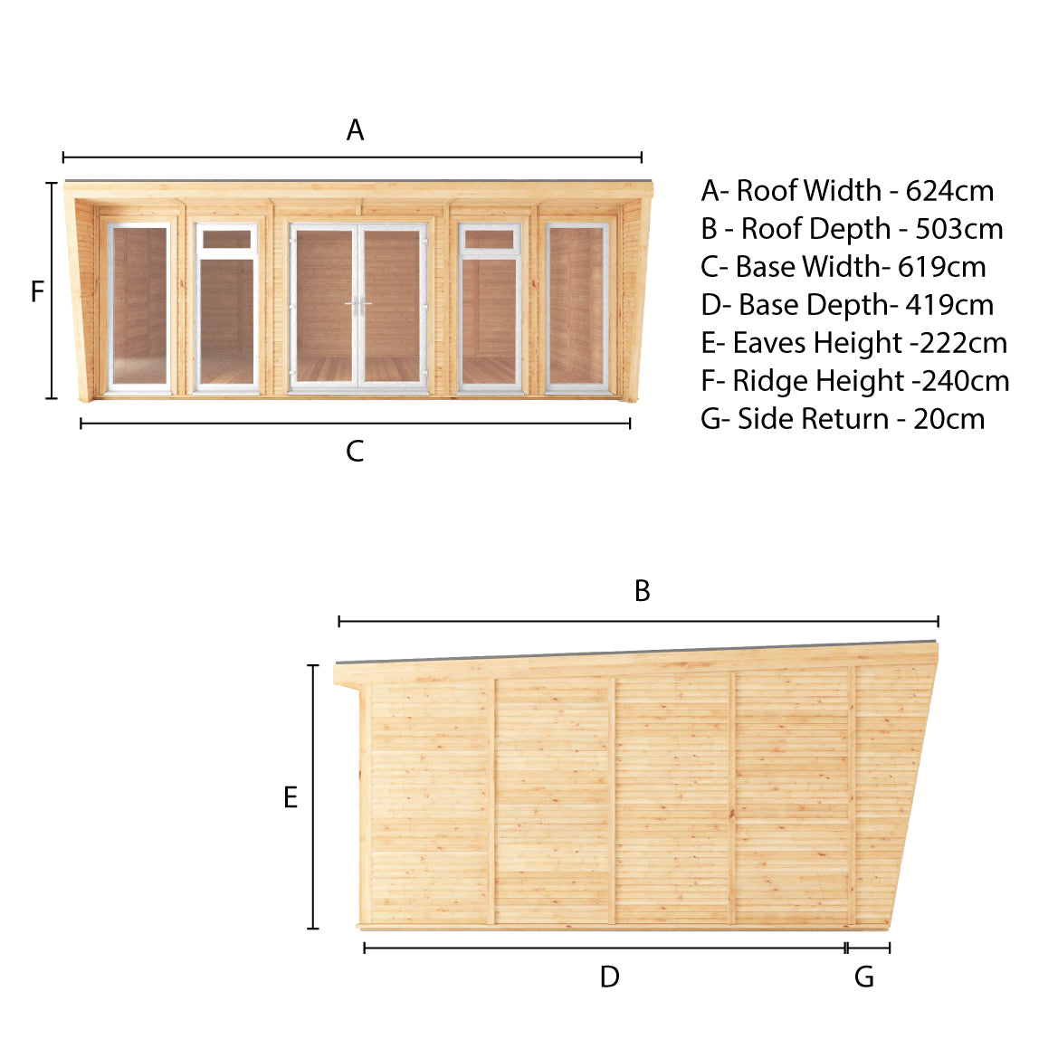 Mercia Sherwood Harlow 6m x 4m Insulated Garden Room - (UPVC Windows & Doors) - White