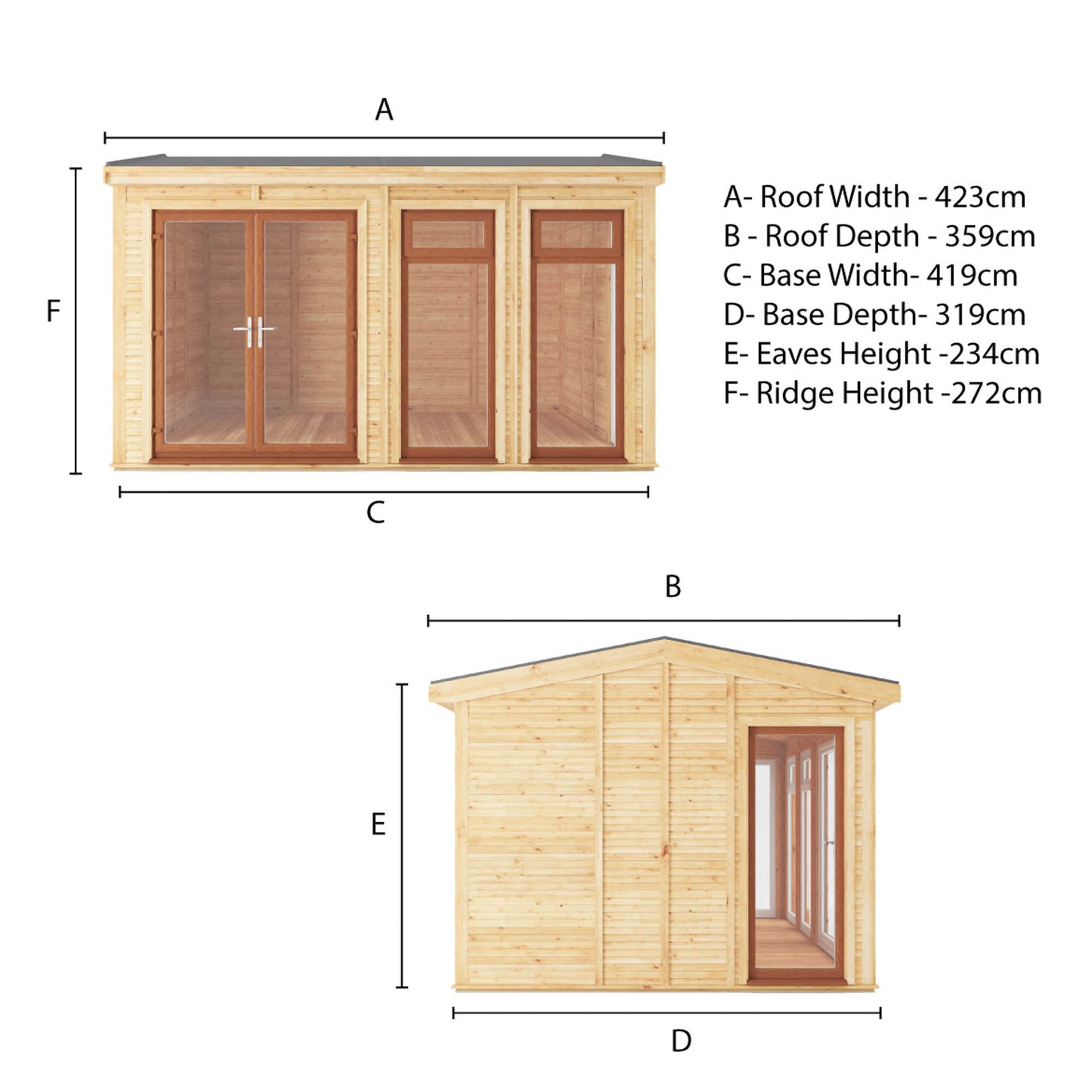 Mercia Sherwood Rufford 4m x 3m Insulated Garden Room - (UPVC Windows & Doors) - Oak