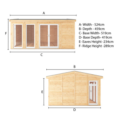 Mercia Sherwood Rufford 5m x 3m Insulated Garden Room - (UPVC Windows & Doors) - White