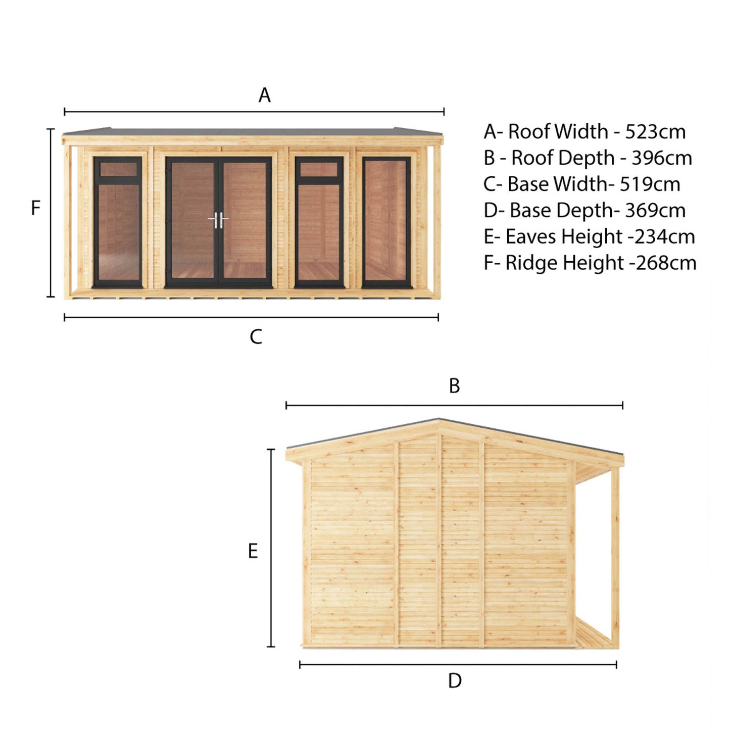 Mercia Sherwood Thoresby 5m x 3m Insulated Garden Room - (UPVC Windows & Doors) - Grey