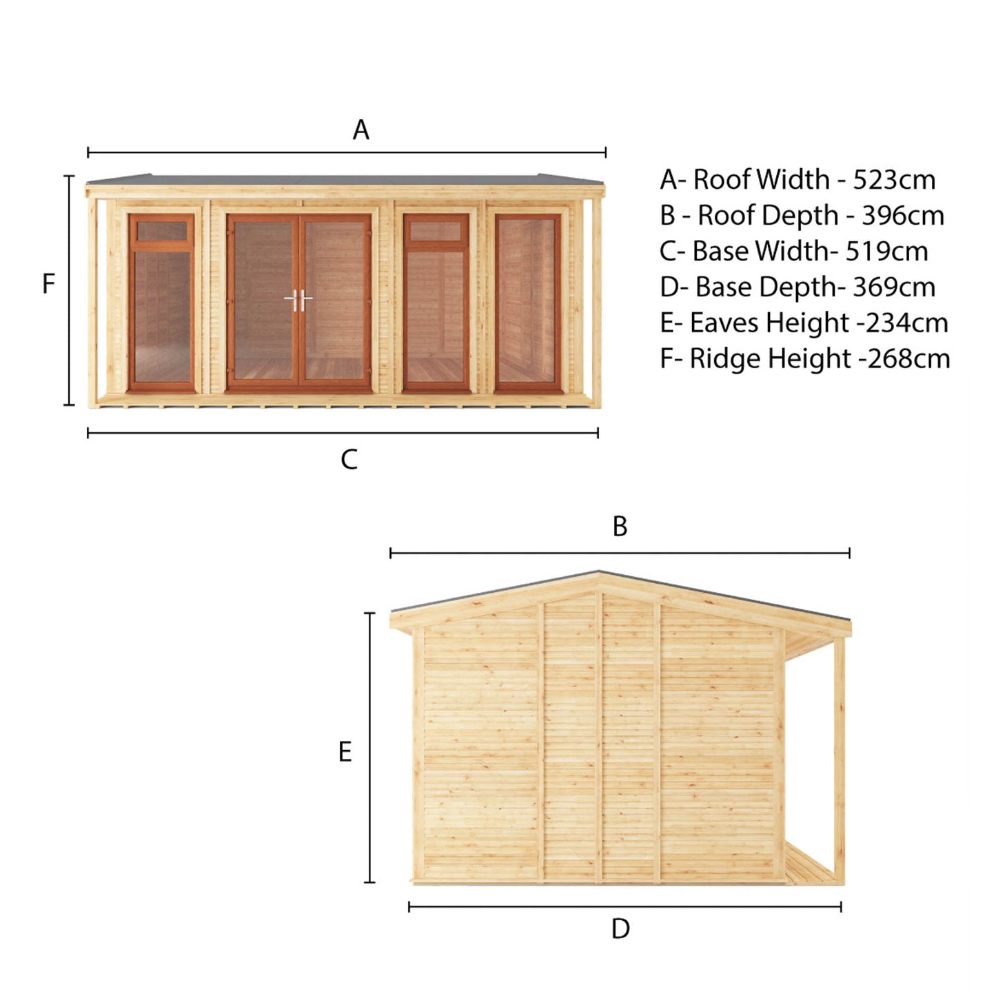 Mercia Sherwood Thoresby 5m x 3m Insulated Garden Room - (UPVC Windows & Doors) - Oak