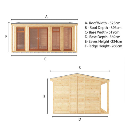 Mercia Sherwood Thoresby 5m x 3m Insulated Garden Room - (UPVC Windows & Doors) - Oak