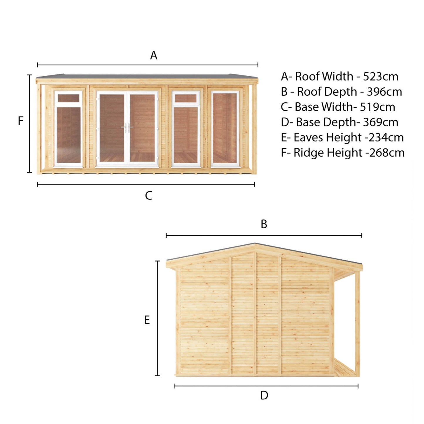 Mercia Sherwood Thoresby 5m x 3m Insulated Garden Room - (UPVC Windows & Doors) - White