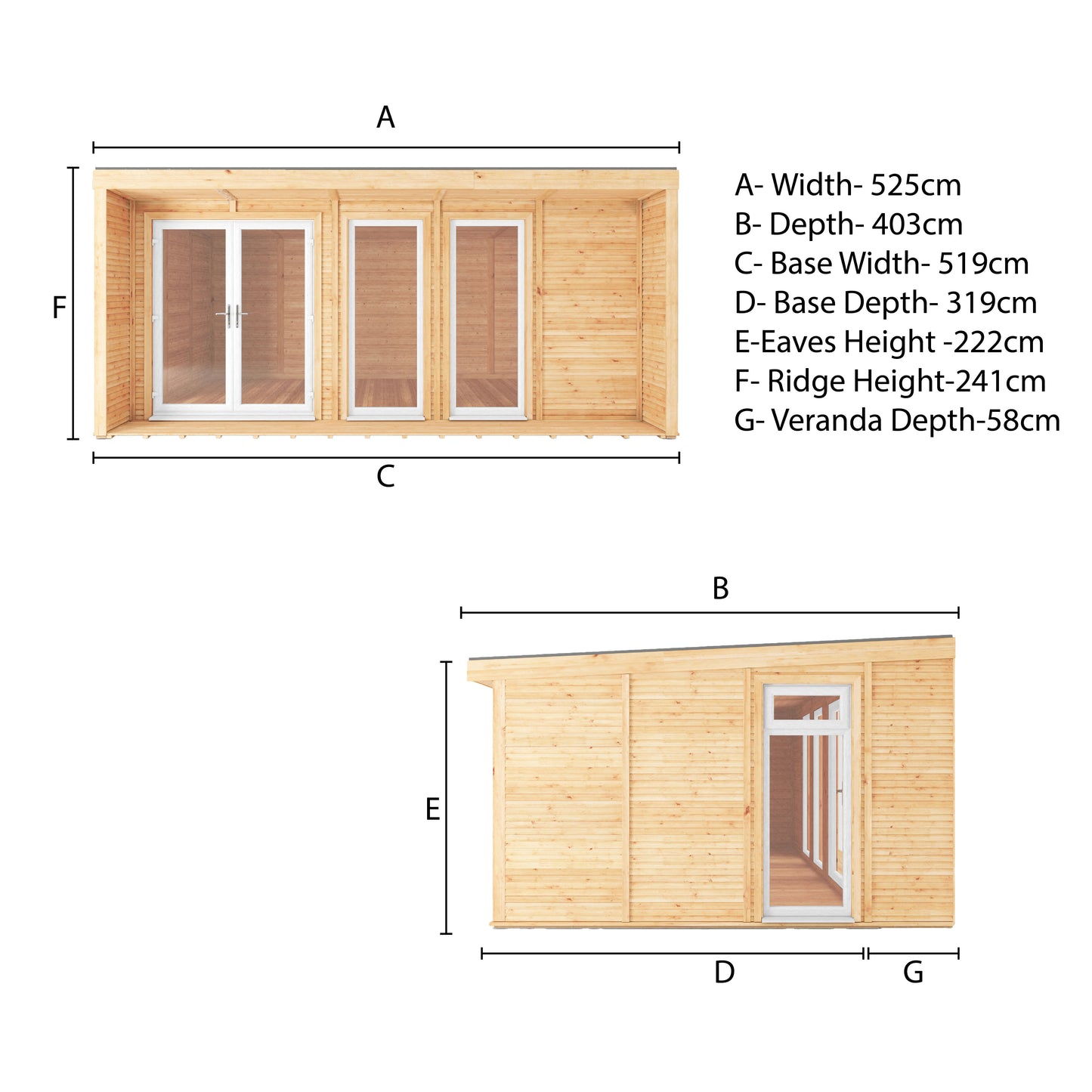 Mercia Sherwood Harlow 5m x 3m Insulated Garden Room - (UPVC Windows & Doors) - White