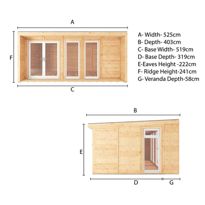 Mercia Sherwood Harlow 5m x 3m Insulated Garden Room