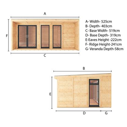 Mercia Sherwood Harlow 5m x 3m Insulated Garden Room - (UPVC Windows & Doors) - Grey