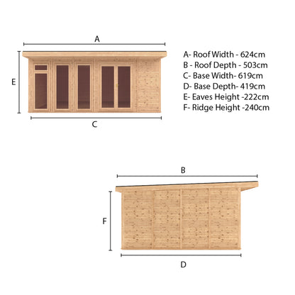 Mercia Sherwood Edwinstowe 6m x 4m Insulated Garden Room - (UPVC Windows & Doors) - Grey