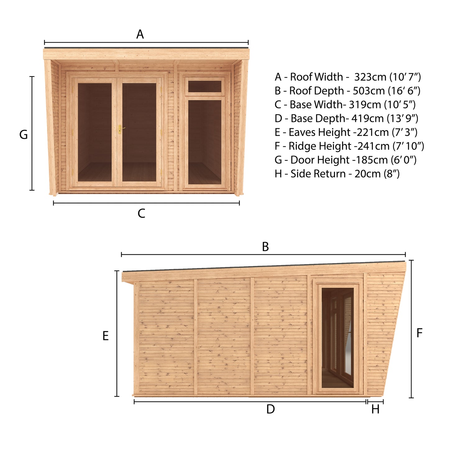 Mercia Sherwood Harlow 3m x 4m Insulated Garden Room - (UPVC Windows & Doors) - White