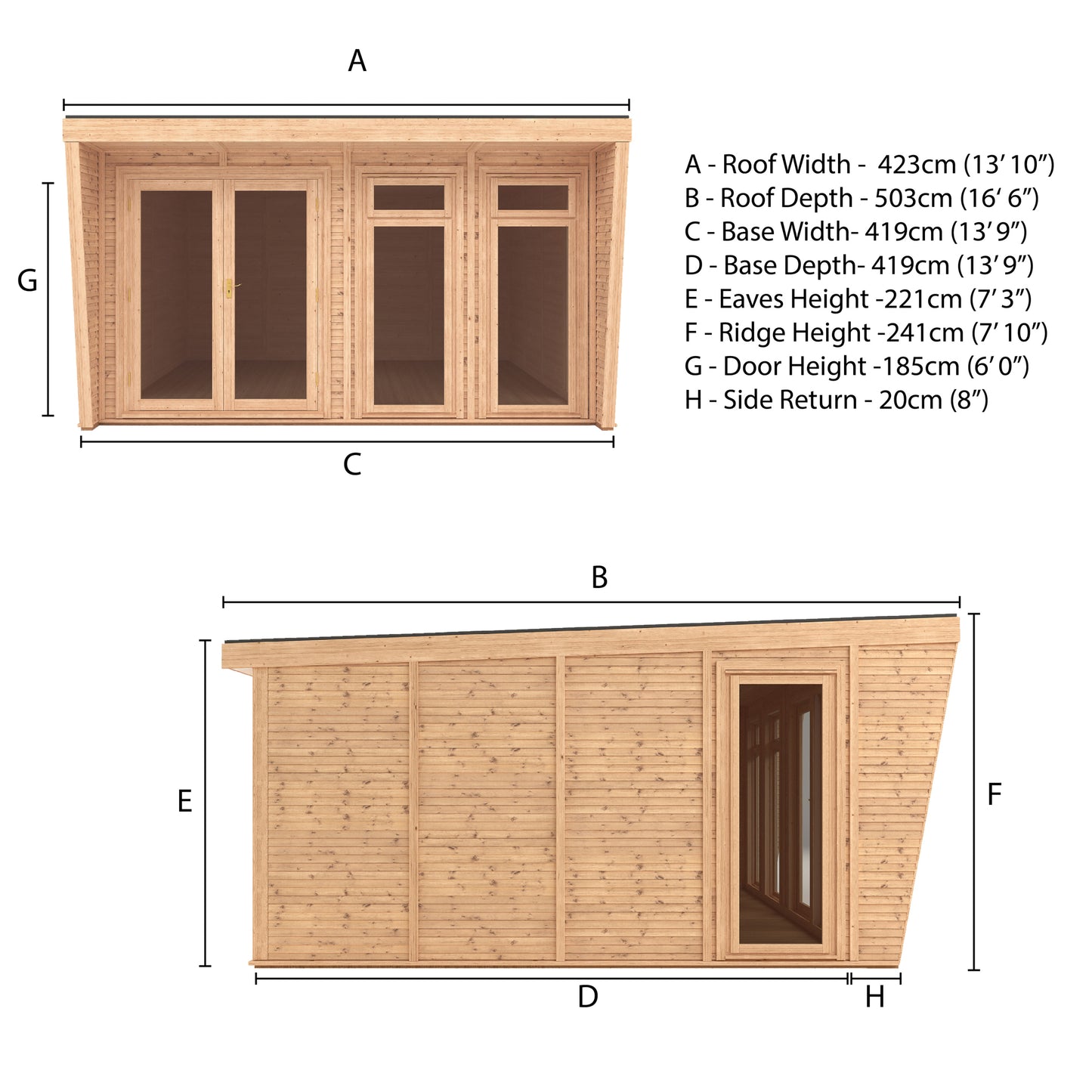 Mercia Sherwood Harlow 4m x 4m Insulated Garden Room - (UPVC Windows & Doors) - Grey