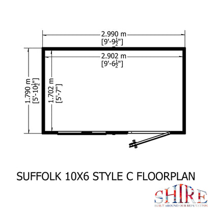 Shire Suffolk 10x6 Single Door Loglap Style C