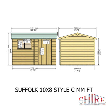 Shire Suffolk 10x8 Single Door Loglap Style C