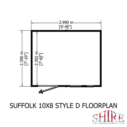 Shire Suffolk 10x8 Single Door Loglap Style D