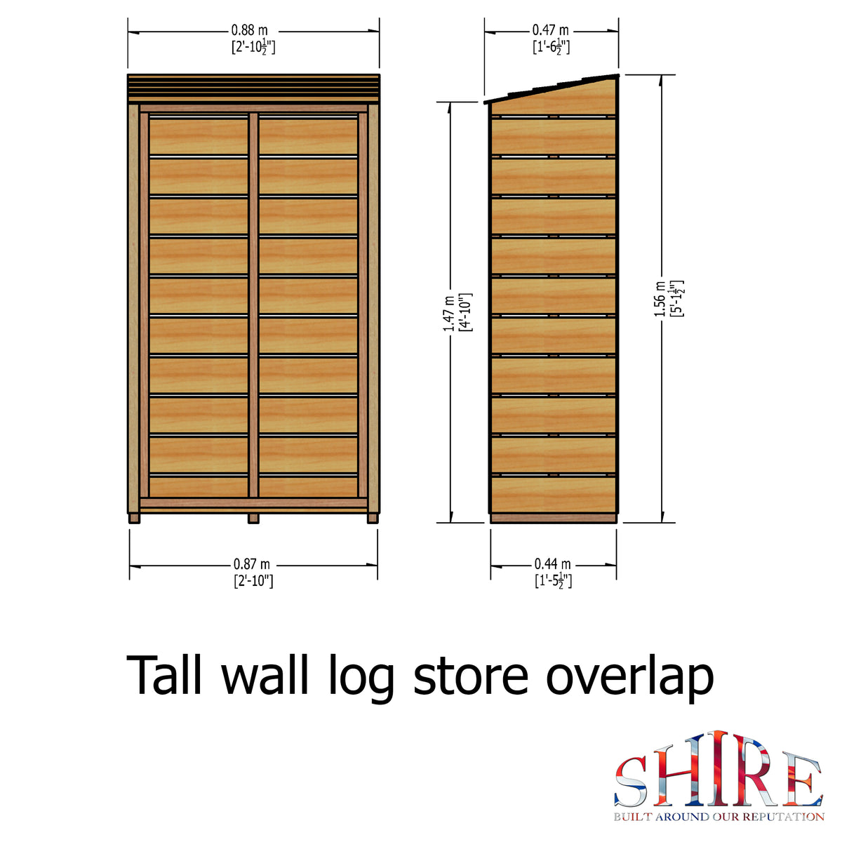 Shire Tall Wall Log Store Sawn Pressure treated