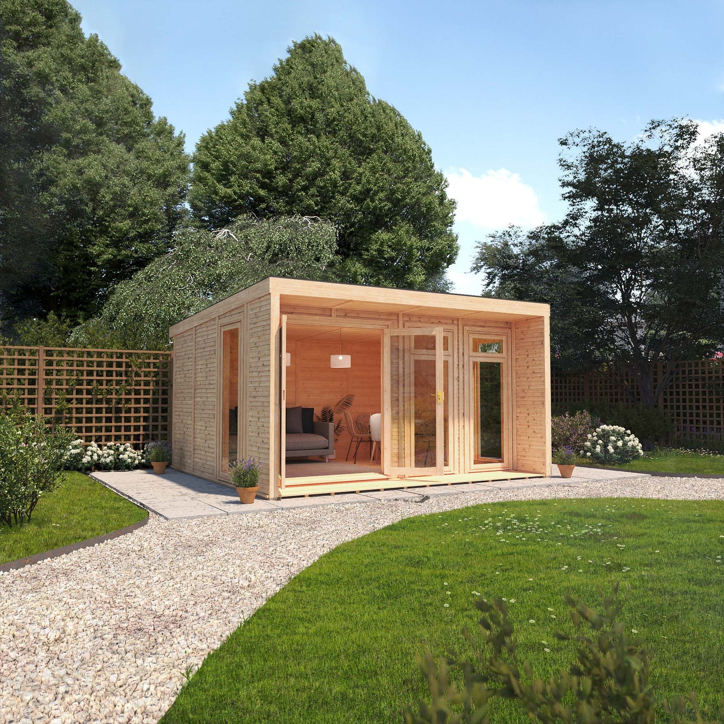 Mercia Sherwood Cresswell 4m x 3m Insulated Garden Room - (UPVC Windows & Doors) - Grey