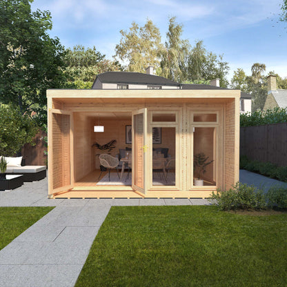 Mercia Sherwood Cresswell 4m x 4m Insulated Garden Room - (UPVC Windows & Doors) - Oak
