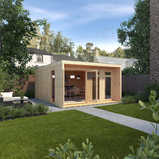 Mercia Sherwood Cresswell 4mx4m Insulated Garden Room - (UPVC Windows & Doors) - Oak
