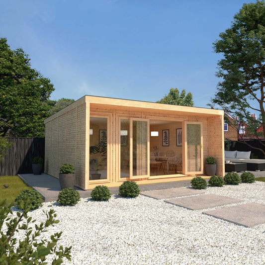 Mercia Sherwood Cresswell 5mx4m Insulated Garden Room - (UPVC Windows & Doors) - Oak