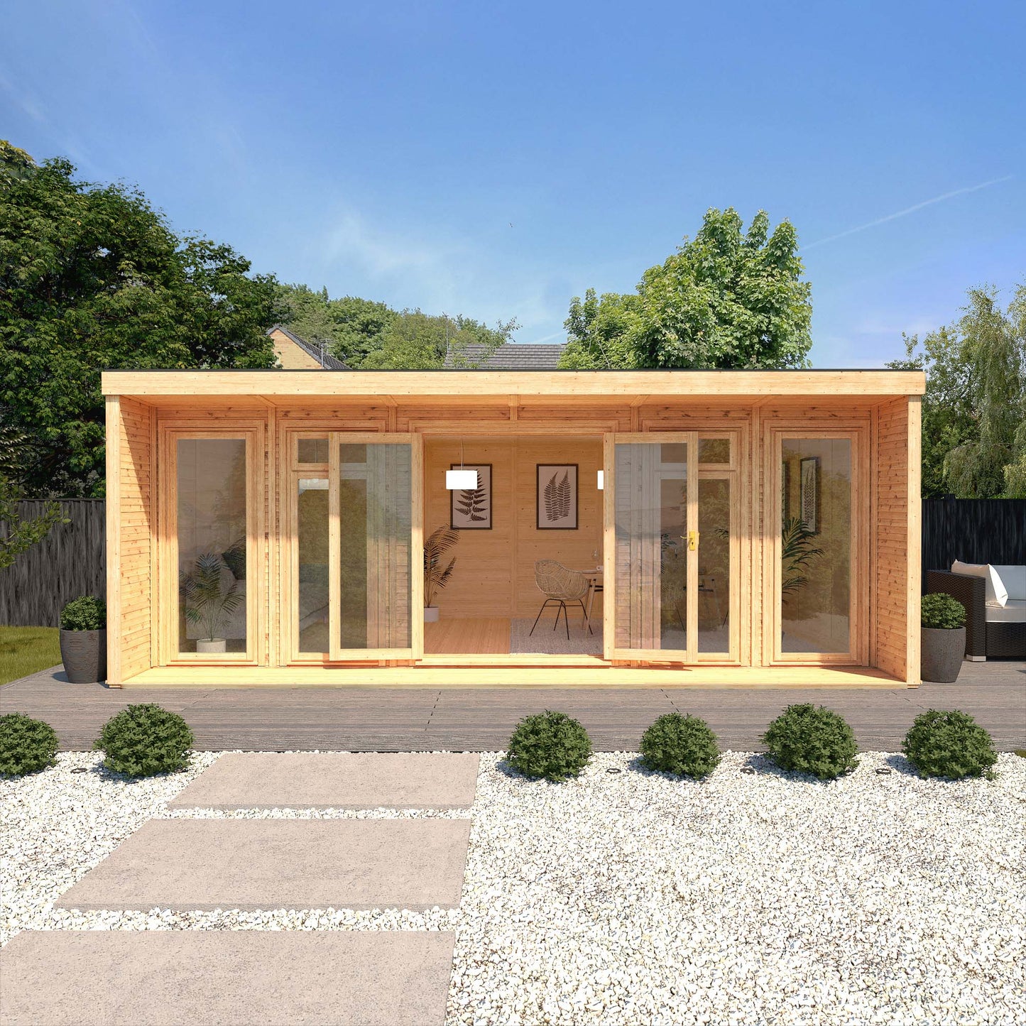 Mercia Sherwood Cresswell 6m x 3m Insulated Garden Room - (UPVC Windows & Doors) - Grey