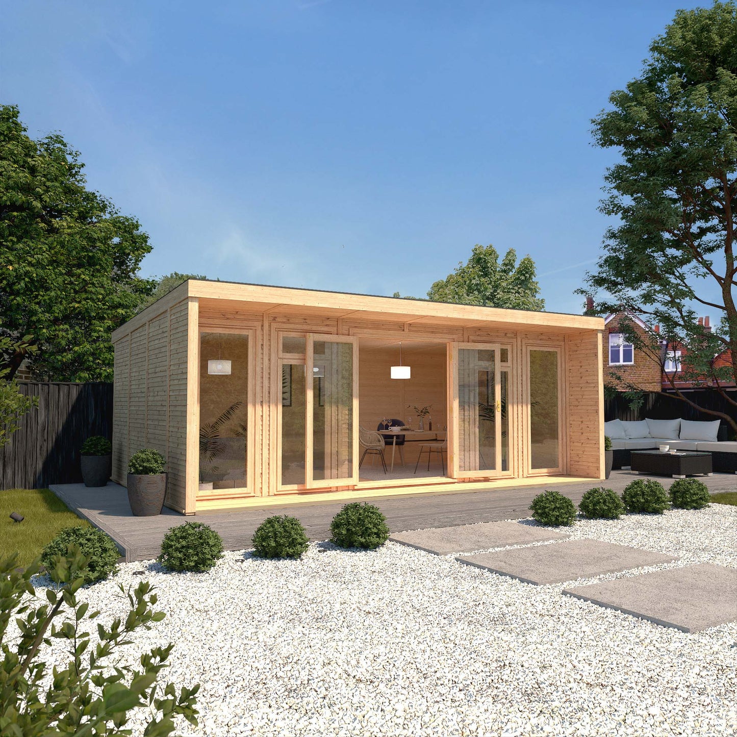 Mercia Sherwood Cresswell 6m x 3m Insulated Garden Room - (UPVC Windows & Doors) - Grey