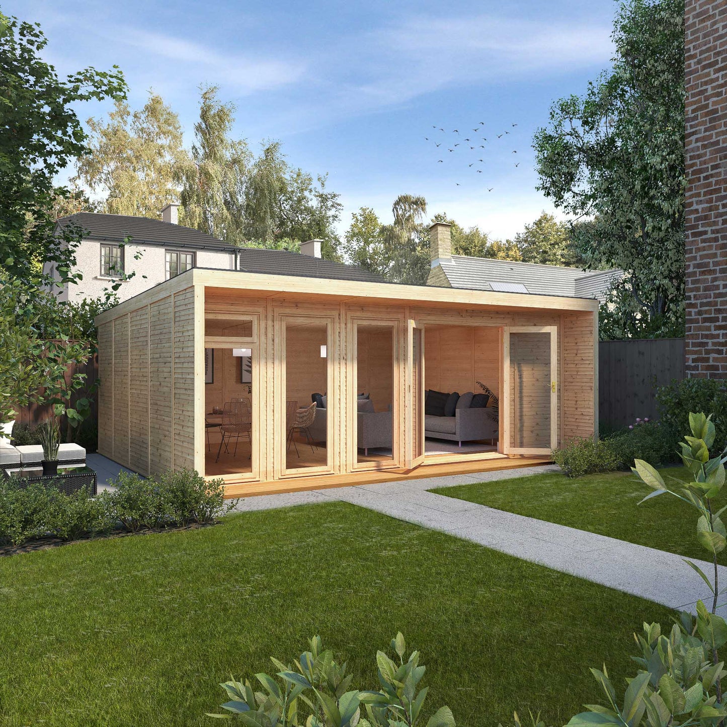 Mercia Sherwood Cresswell 6m x 4m Insulated Garden Room - (UPVC Windows & Doors) - Oak