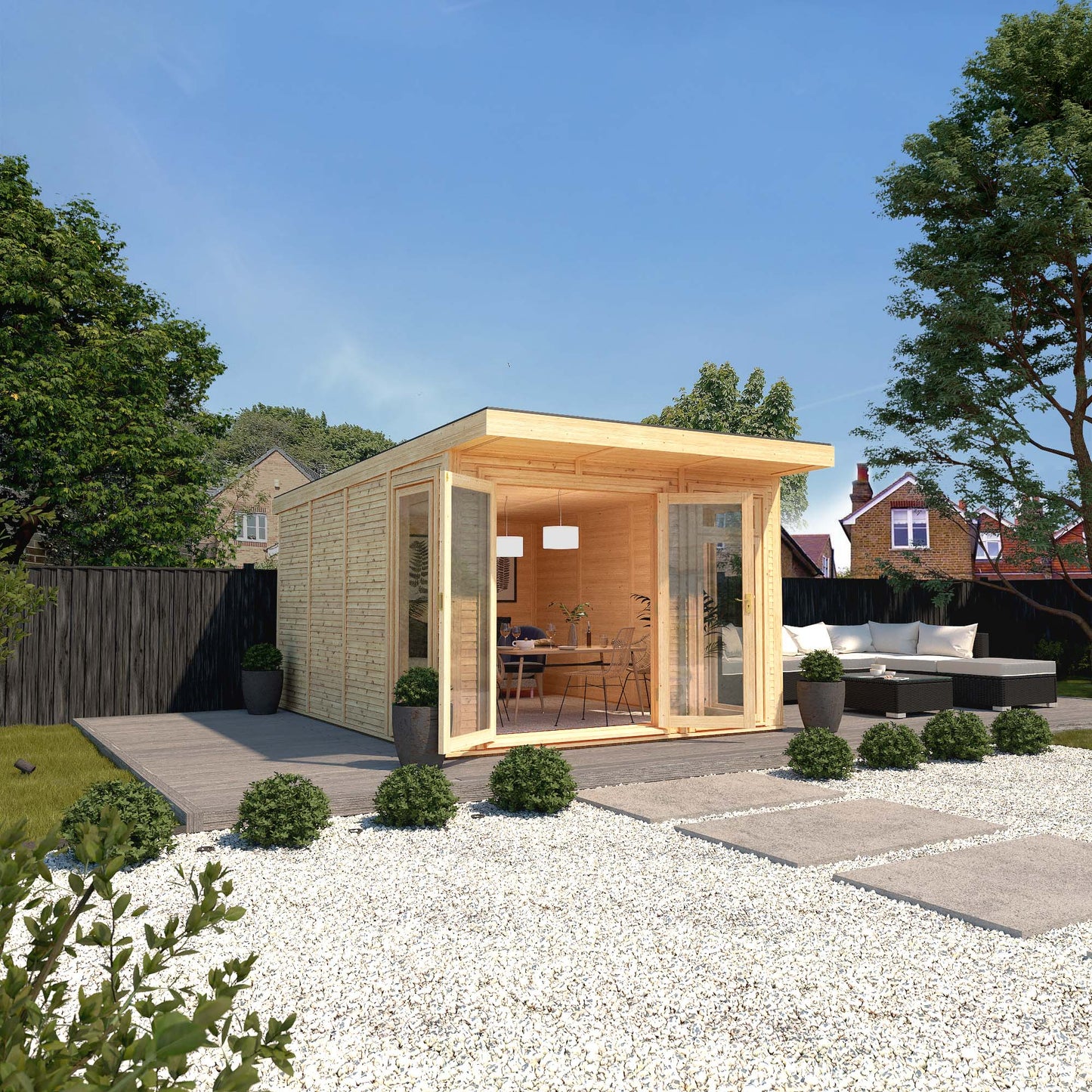 Mercia Sherwood Edwinstowe 3m x 4m Insulated Garden Room - (UPVC Windows & Doors) - Grey
